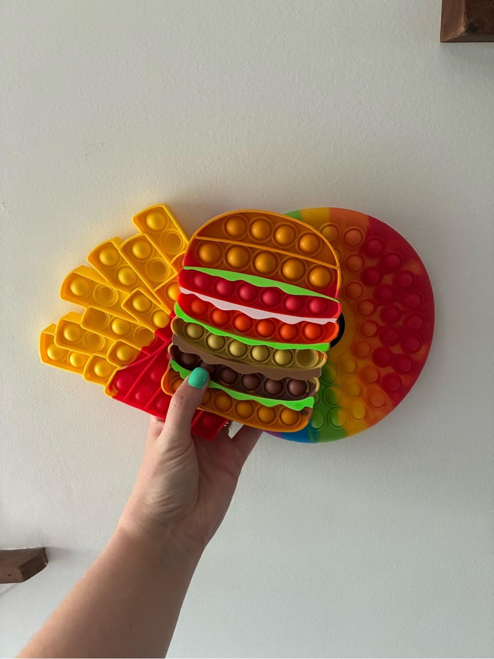 Colorful Burger & Fries Sensory Pop-It Fidget Toy Set - Multicolor